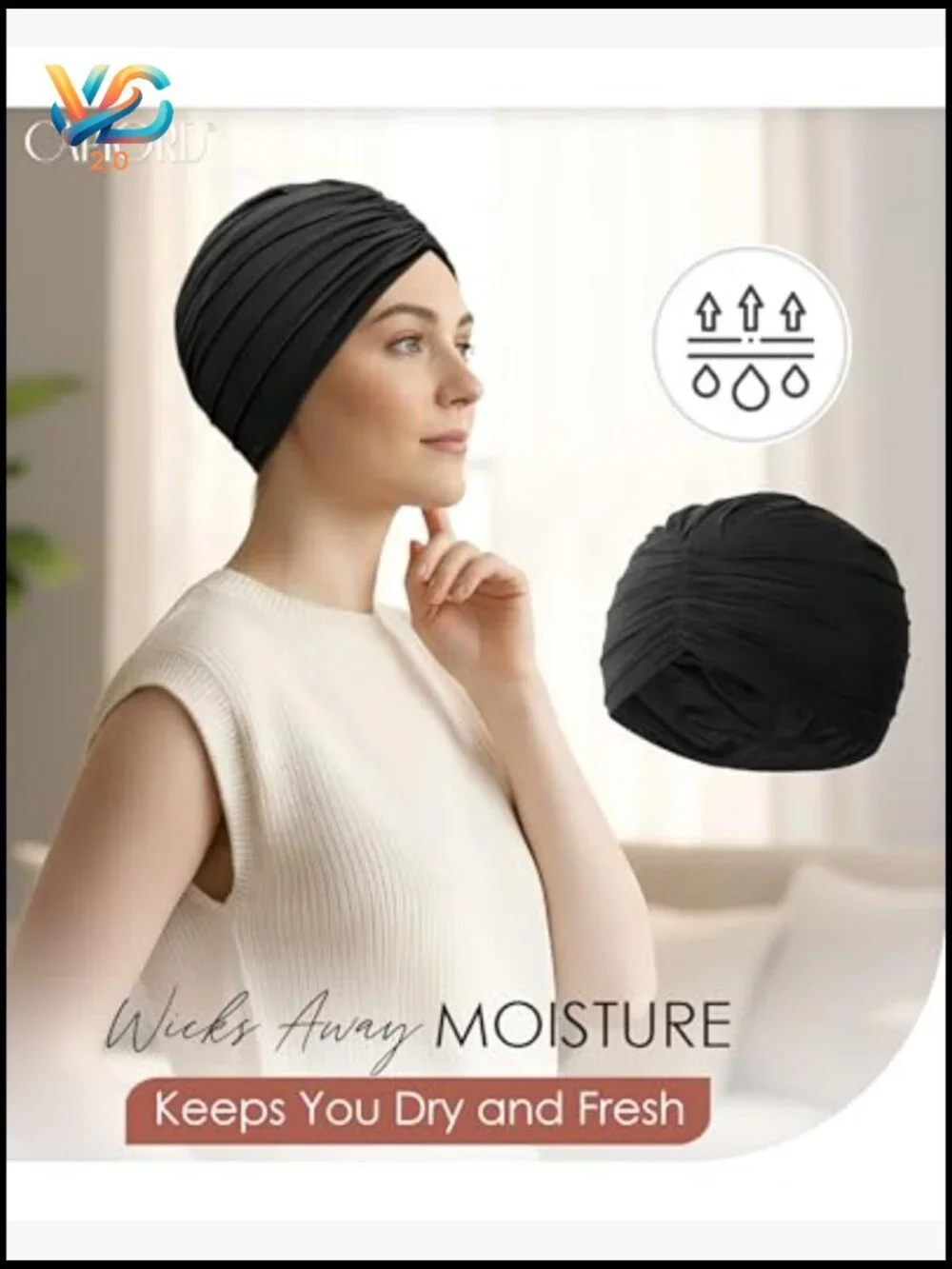 Soft Turban Beanie for Hair Loss, Breathable Chemo Hat, Adjustable Headwrap